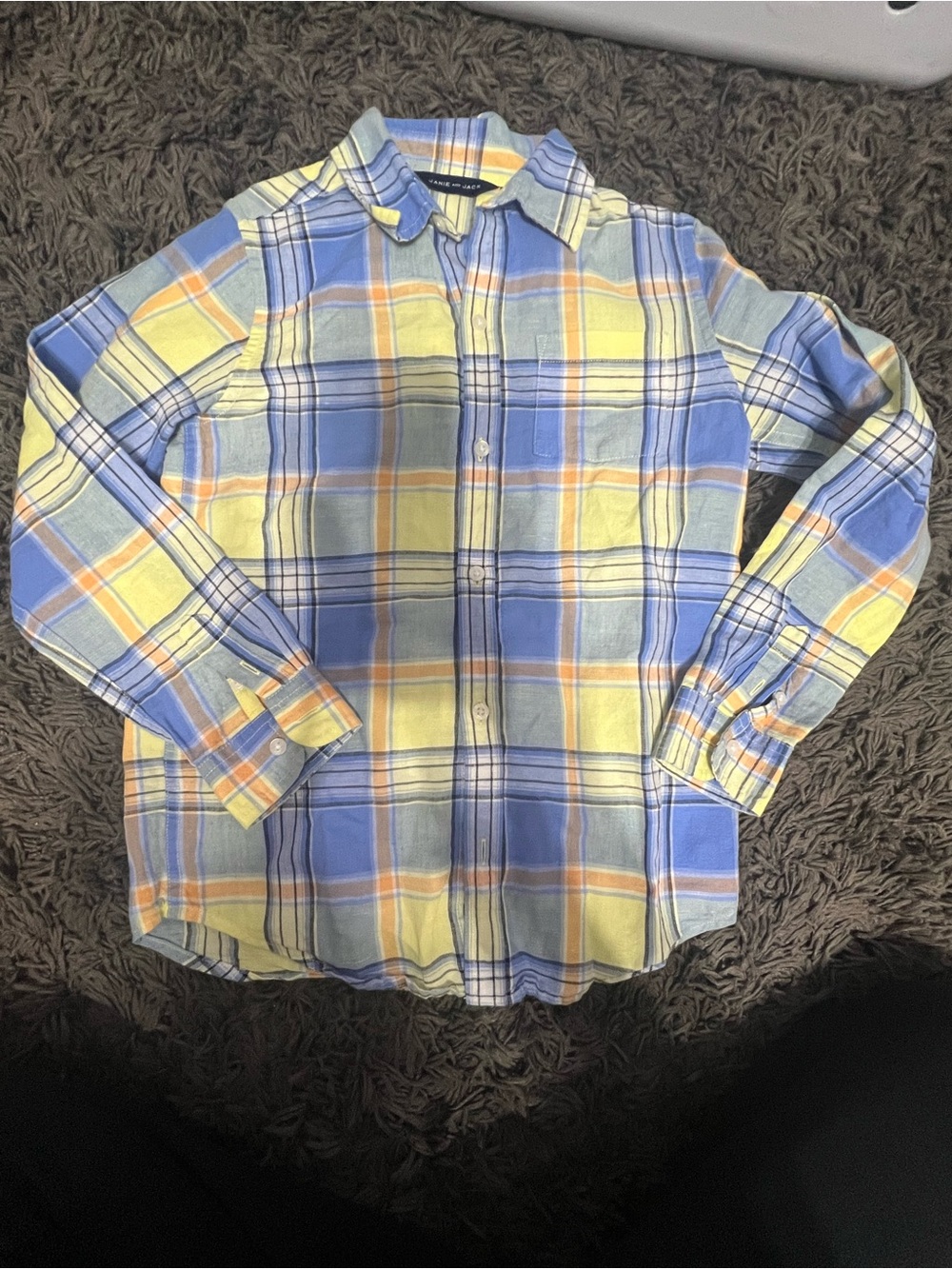 Janie and Jack Blue and Yellow Plaid Button-Down Shirt